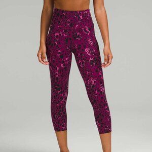 Lululemon Base Pace High-Rise Crop 23" Cheetah Camo Magenta Purple Multi Size 12